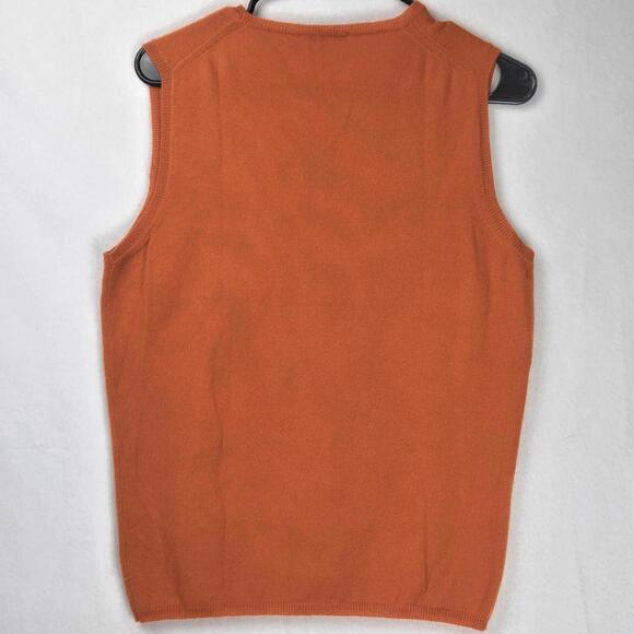 Manrico Cashmere Sweater Vest Orange Knit Top Womens XL Made in Italy MSRP $750 - Picture 3 of 10